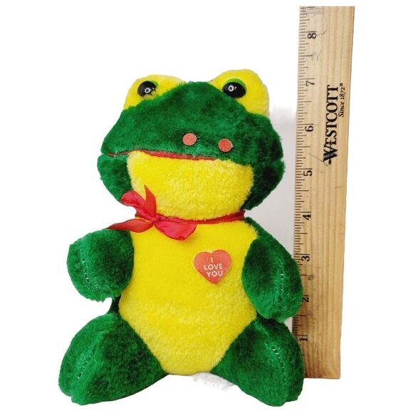 RARE Vintage Shalom Toy Co Frog I Love You 7.5" Plush Stuffed Animal Toy - Picture 7 of 8